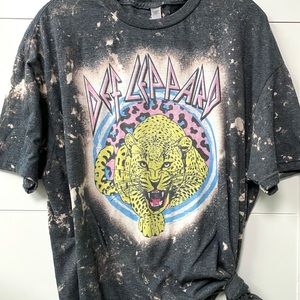 Def Leppard bleached distressed tee , reverse tie dye t-shirt New!